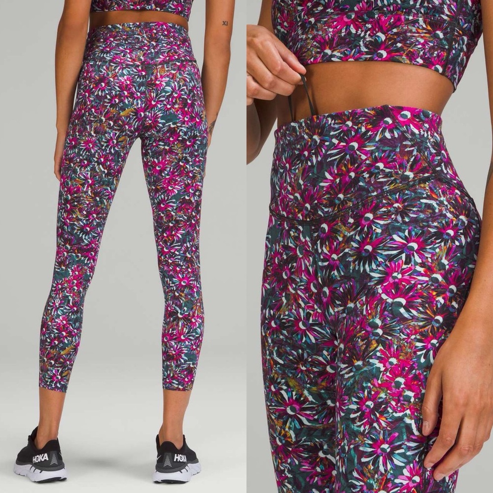 Lululemon Base Pace High-Rise Running Tight 25" Floral Electric Leggings Size 6